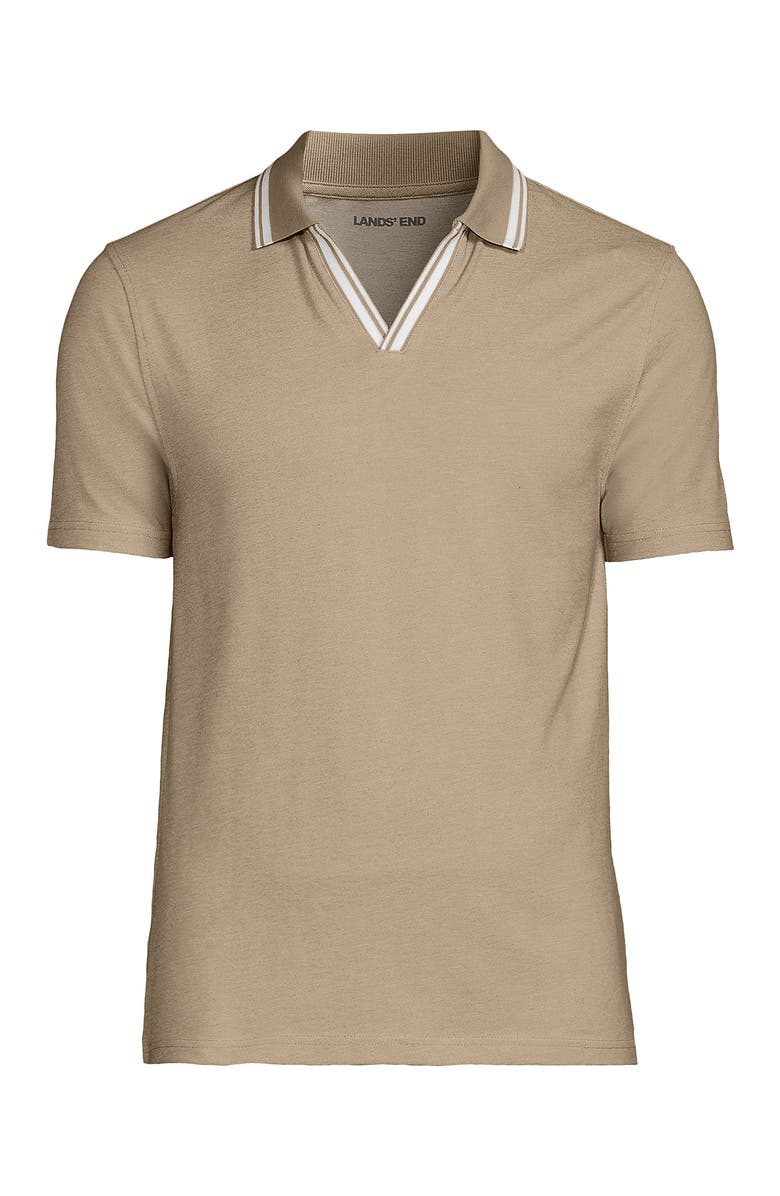 Lands' End Short Sleeve Pique Johnny Collar Polo, Alternate, color, 