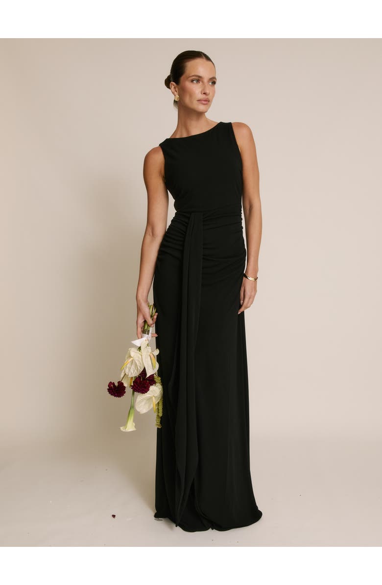 Six Stories Drape Gathered Sleeveless Stretch, Main, color, Black