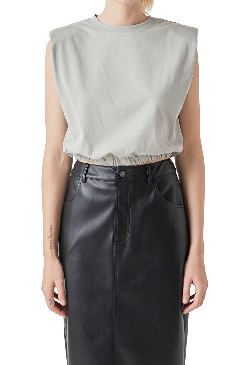 Open Back Crop T-Shirt, Alternate, color, GREY