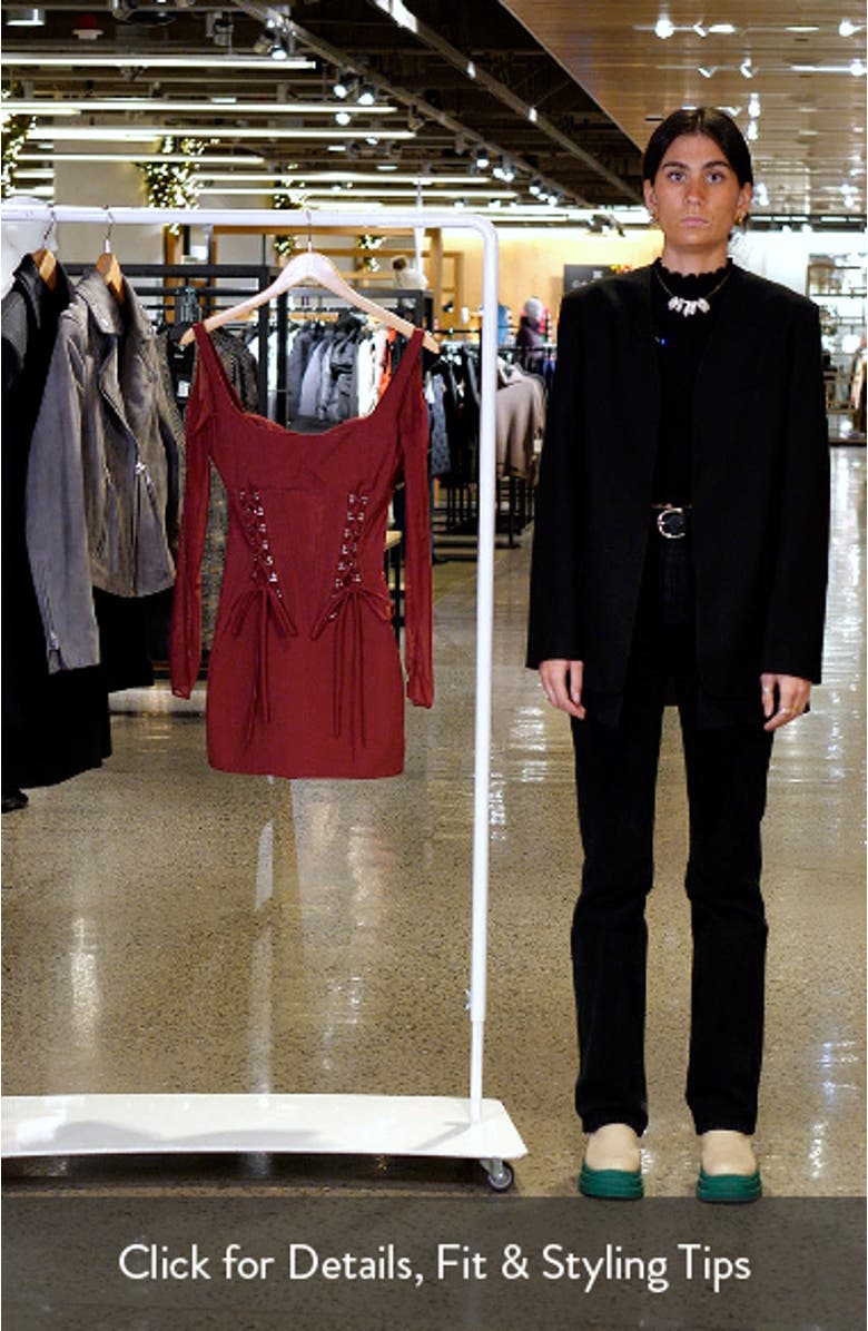 Long Sleeve Lace-Up Corset Minidress, sales video thumbnail