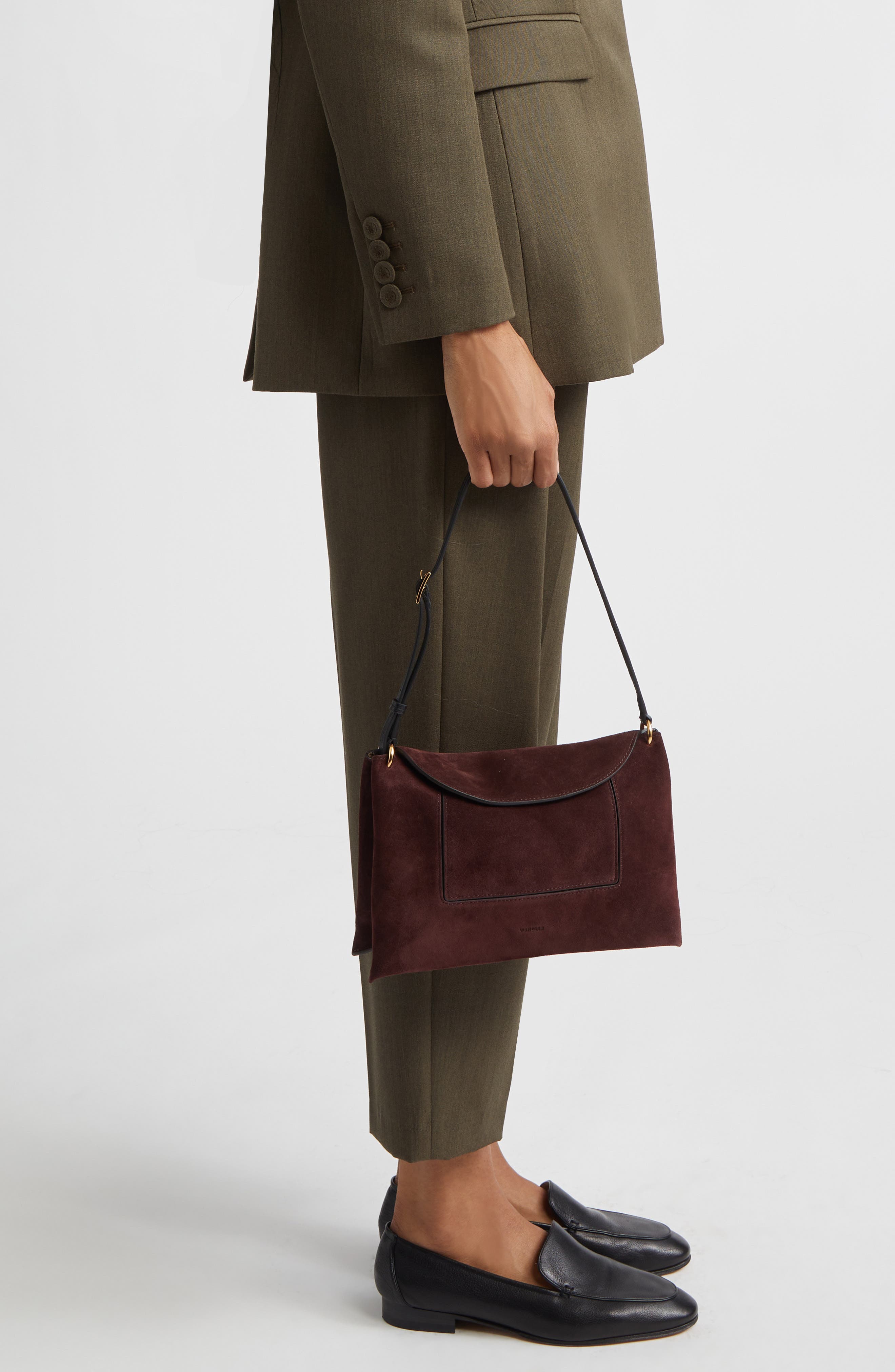Wandler Penelope Slouch Suede Shoulder Bag, Alternate, color, Acai Suede