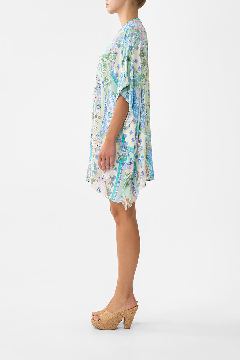 Short Lace Up Kaftan, Alternate, color, Midsummer Mosaics