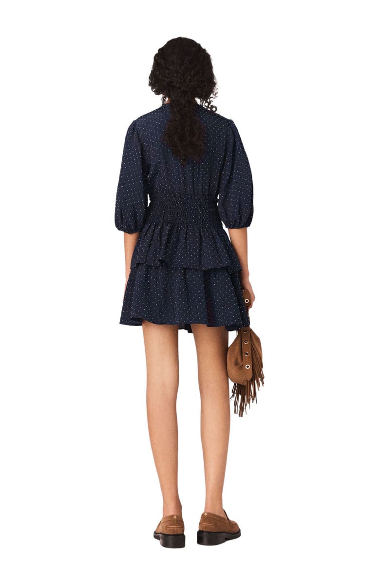 maje Ruffle and rhinestone dress, Alternate, color, Navy