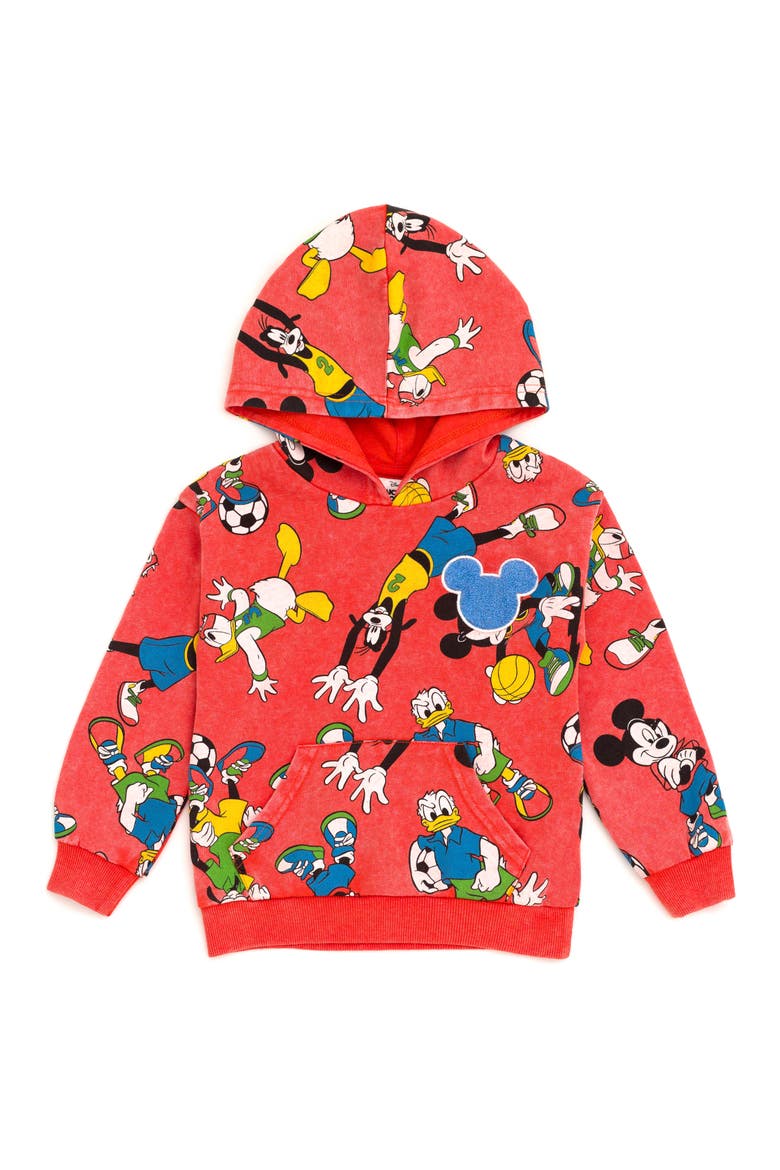 Mickey Mouse Pullover Hoodie, Main, color, Mickey Friends Red