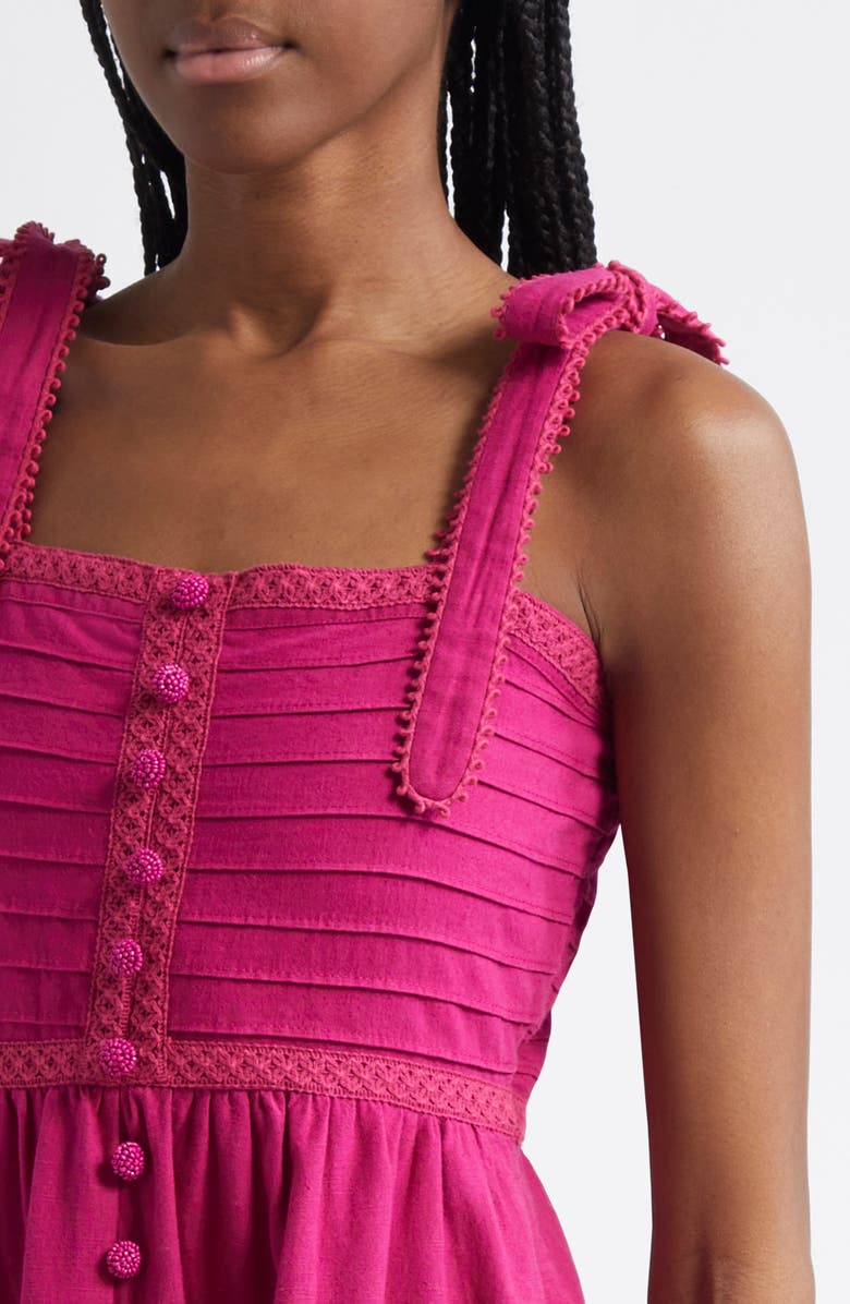 FARM Rio Daisy Lace Detail Cotton & Linen Midi Sundress, Alternate, color, 