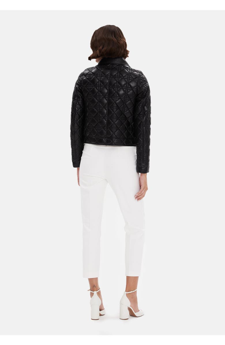 Furniq UK Chloe Quilted Leather Jacket, Alternate, color, Black
