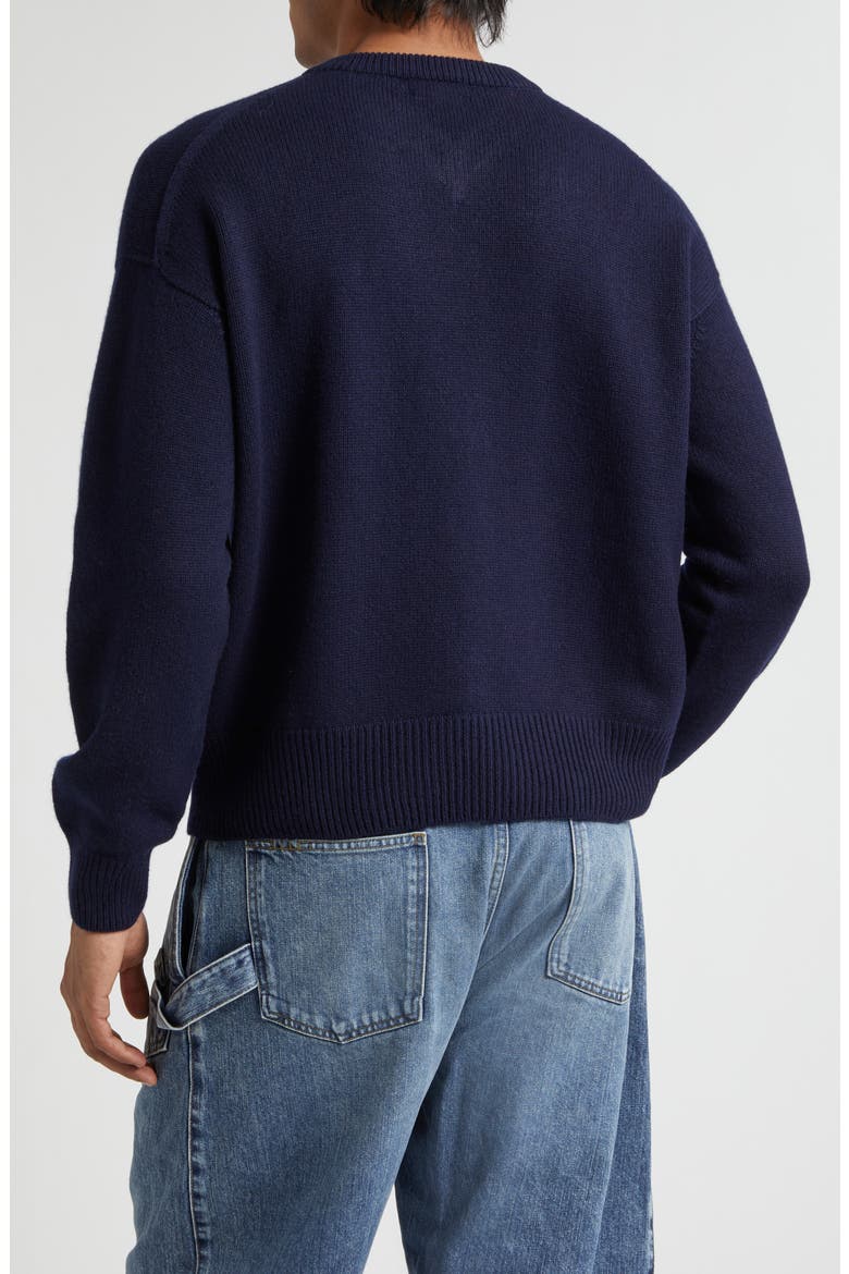 Loafer Stitch Cashmere V-Neck Sweater, Alternate, color, NAVY