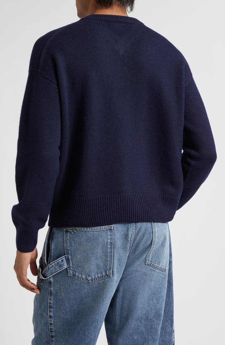 JW Anderson Loafer Stitch Cashmere V-Neck Sweater, Alternate, color, Navy