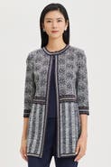 Ming Wang Multi Pattern Jacquard Knit Jacket