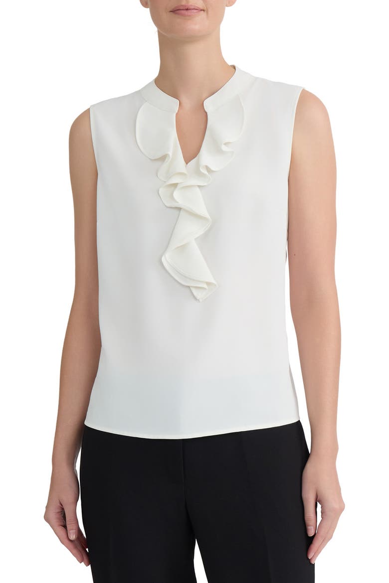 Ruffled Front Sleeveless Top, Main, color, VANILLA ICE