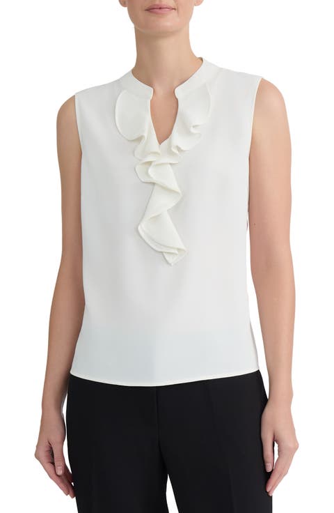 Ruffled Front Sleeveless Top