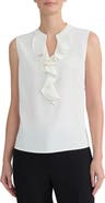 KASPER Ruffled Front Sleeveless Top