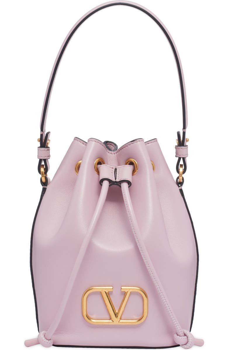 Valentino Garavani Mini VLOGO Signature Leather Bucket Bag, Main, color, Gf9 Rose Cannelle