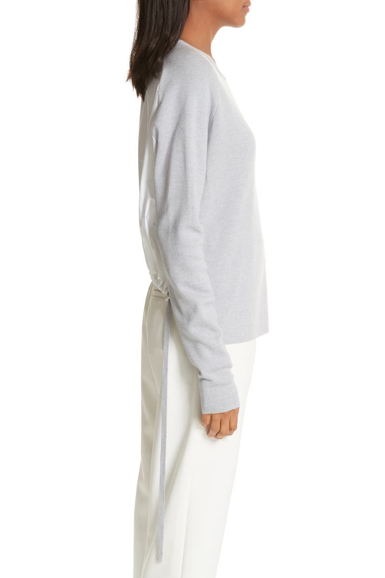 Merino Wool Sweater, Alternate, color, HEATHER GREY/ WHITE