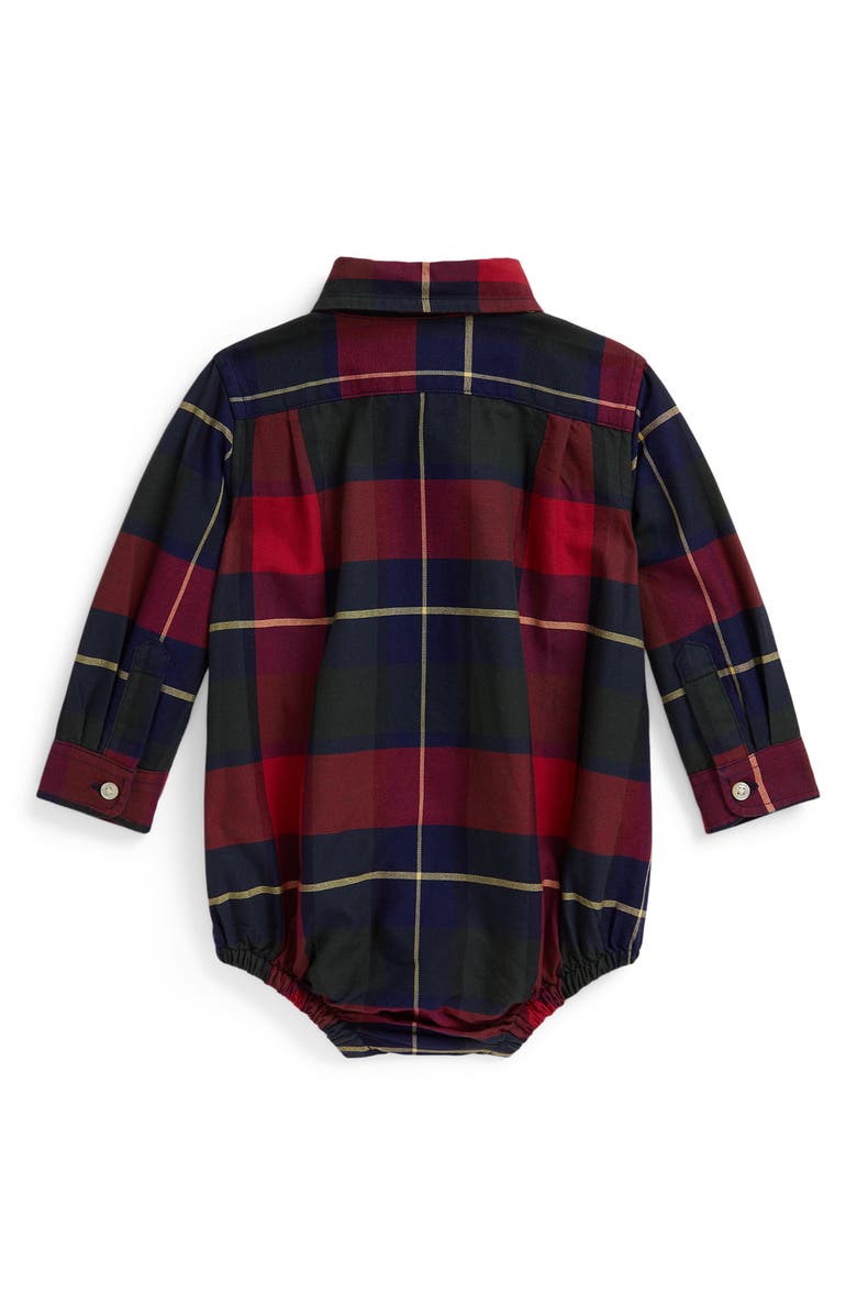 Ralph Lauren Classic Plaid Cotton Oxford Bodysuit, Alternate, color, Red/ Blue Multi