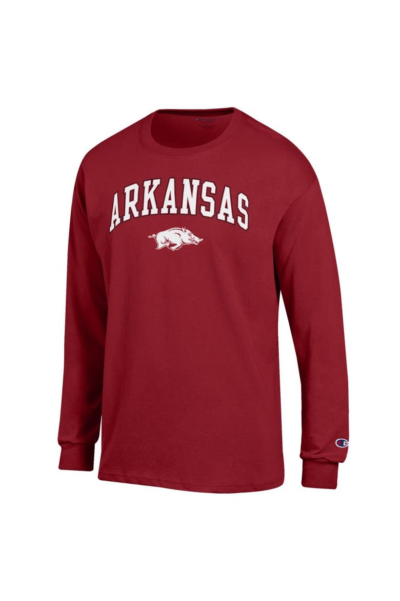 Men's Champion  Cardinal Arkansas Razorbacks Arch Over Logo Long Sleeve T-Shirt, Alternate, color, Cardinal