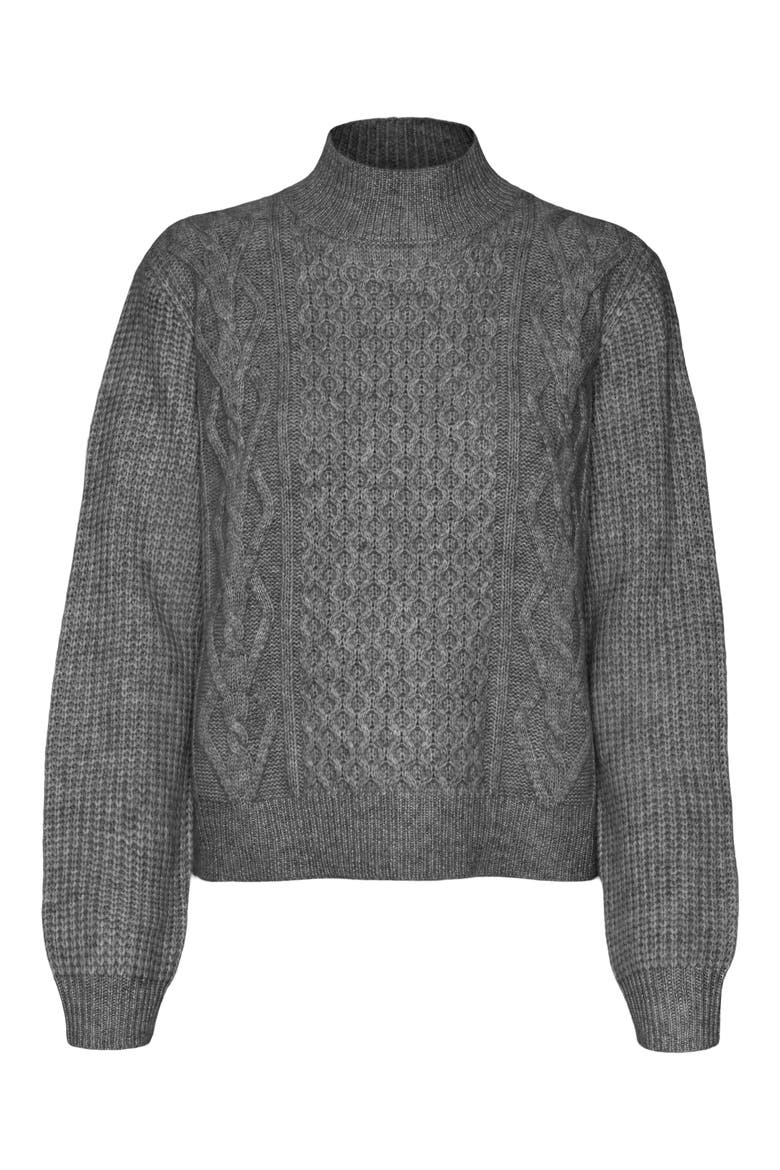 Universe Mock Neck Cable Sweater, Alternate, color, MEDIUM GREY MELANGE