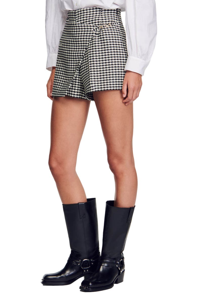 SANDRO Lounie Houndstooth Shorts, Alternate, color, 