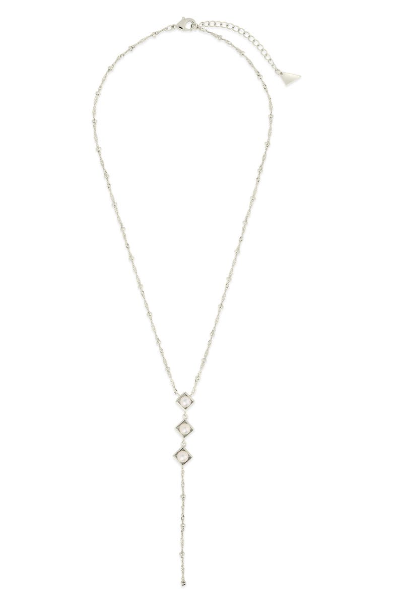 Sterling Forever Reine Triple Freshwater Pearl Y-Necklace, Alternate, color, 