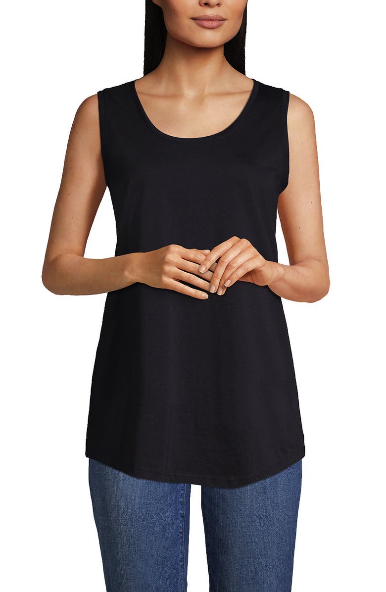 Lands' End Supima Cotton Tunic Tank Top, Main, color, Black