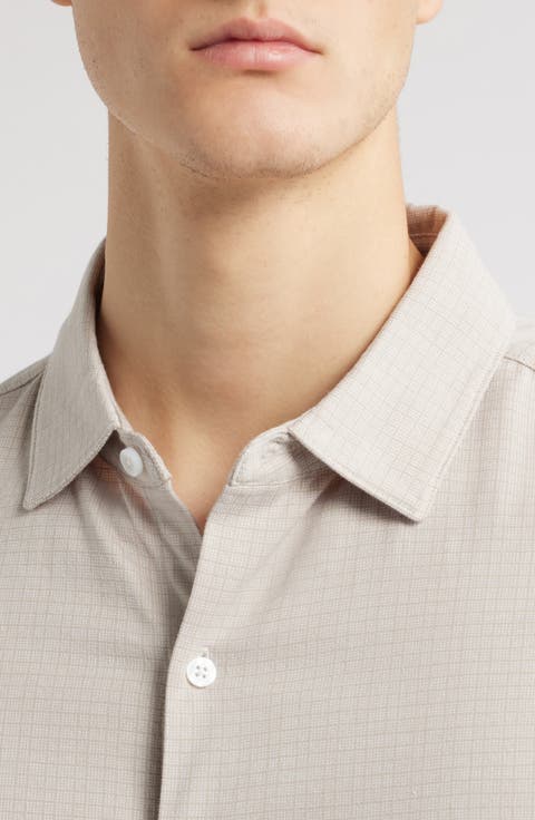 Bunbury Check Short Sleeve Cotton Knit Button-Up Shirt