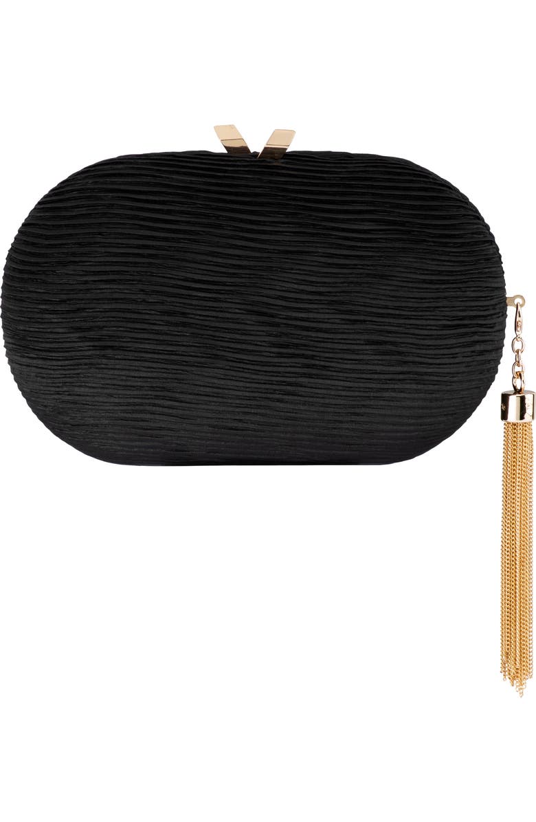 Olga Berg Natalie Pleated Oval Clutch, Main, color,