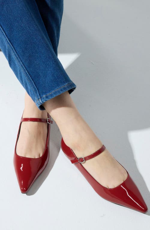 Yosi Samra Camille Pointed Toe Mary Jane Flat In Red