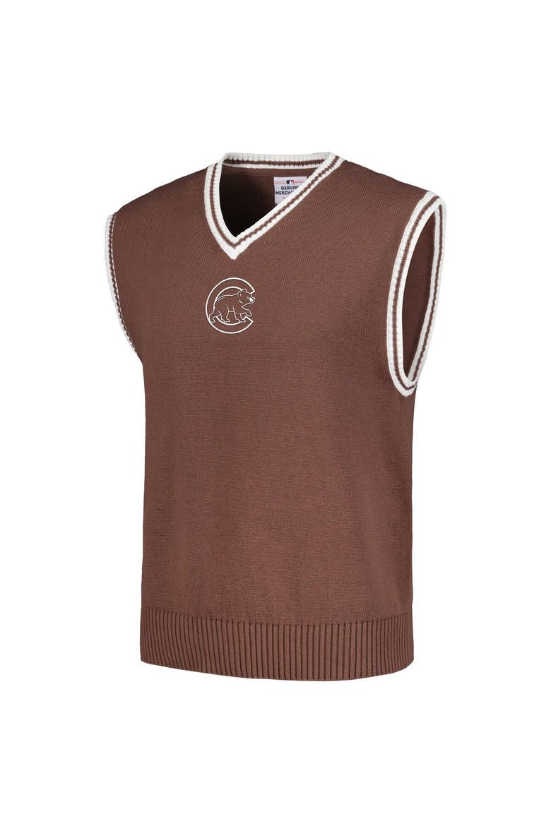 Men's PLEASURES  Brown Chicago Cubs Knit V-Neck Pullover Sweater Vest, Alternate, color, Brown