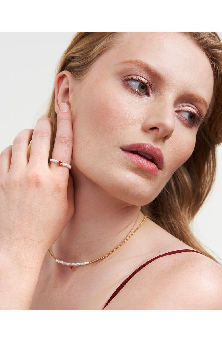 Fable England Love Heart Pearl Ring, Alternate, color, Gold