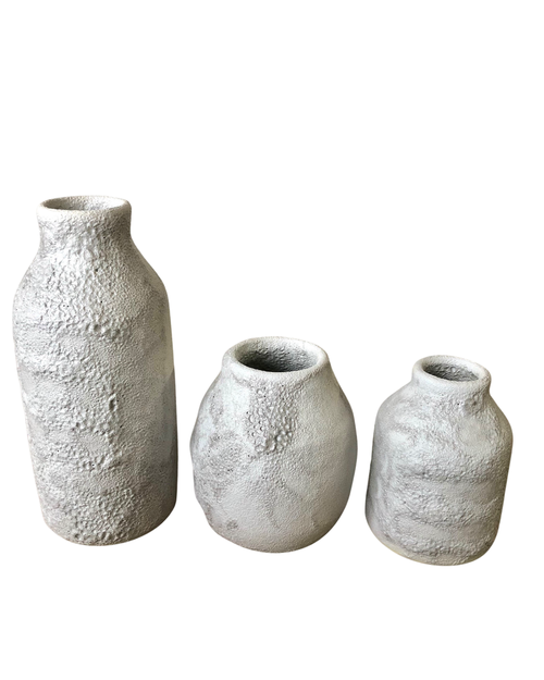Gina Desantis Ceramics Tall Bottle Crater Vase In Gray