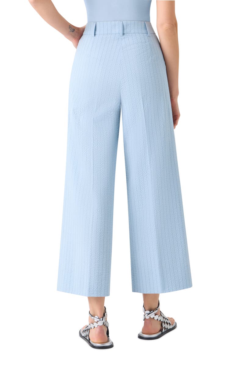 Akris punto Chiara High Waist Cotton Stretch Seersucker Crop Pants, Alternate, color, Sky-Dark Blue