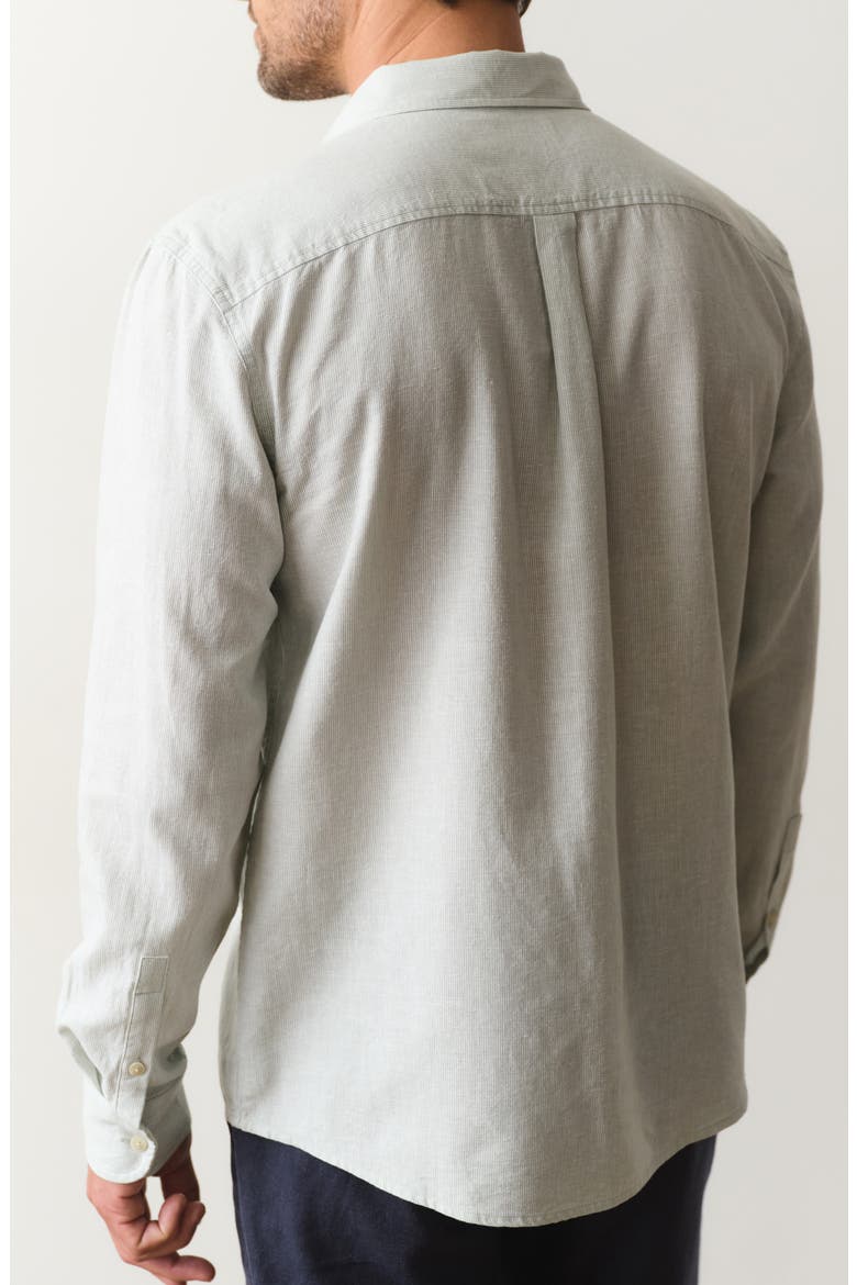 Better-than-Linen Hemp Blend Button-Up Shirt, Alternate, color, ICEBERG GREEN STRIPE