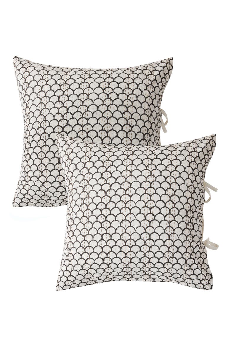 Scallop Kantha Set of 2 Cotton Shams, Main, color, INDIGO
