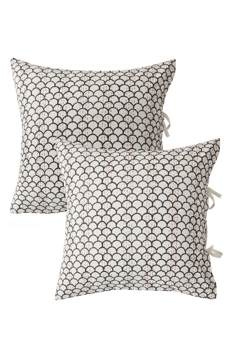 MELANGE HOME Scallop Kantha Set of 2 Cotton Shams, Main, color, Indigo