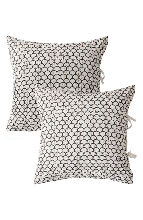 Scallop Kantha Set of 2 Cotton Shams