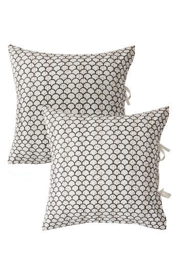 Melange Home Scallop Kantha Set Of 2 Cotton Shams In Indigo