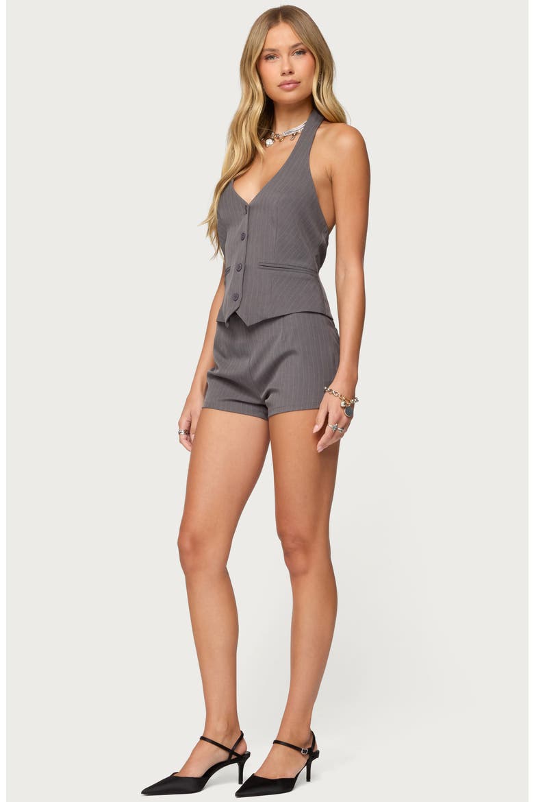 Riya Pinstripe Low Rise Microshorts, Alternate, color, GRAY
