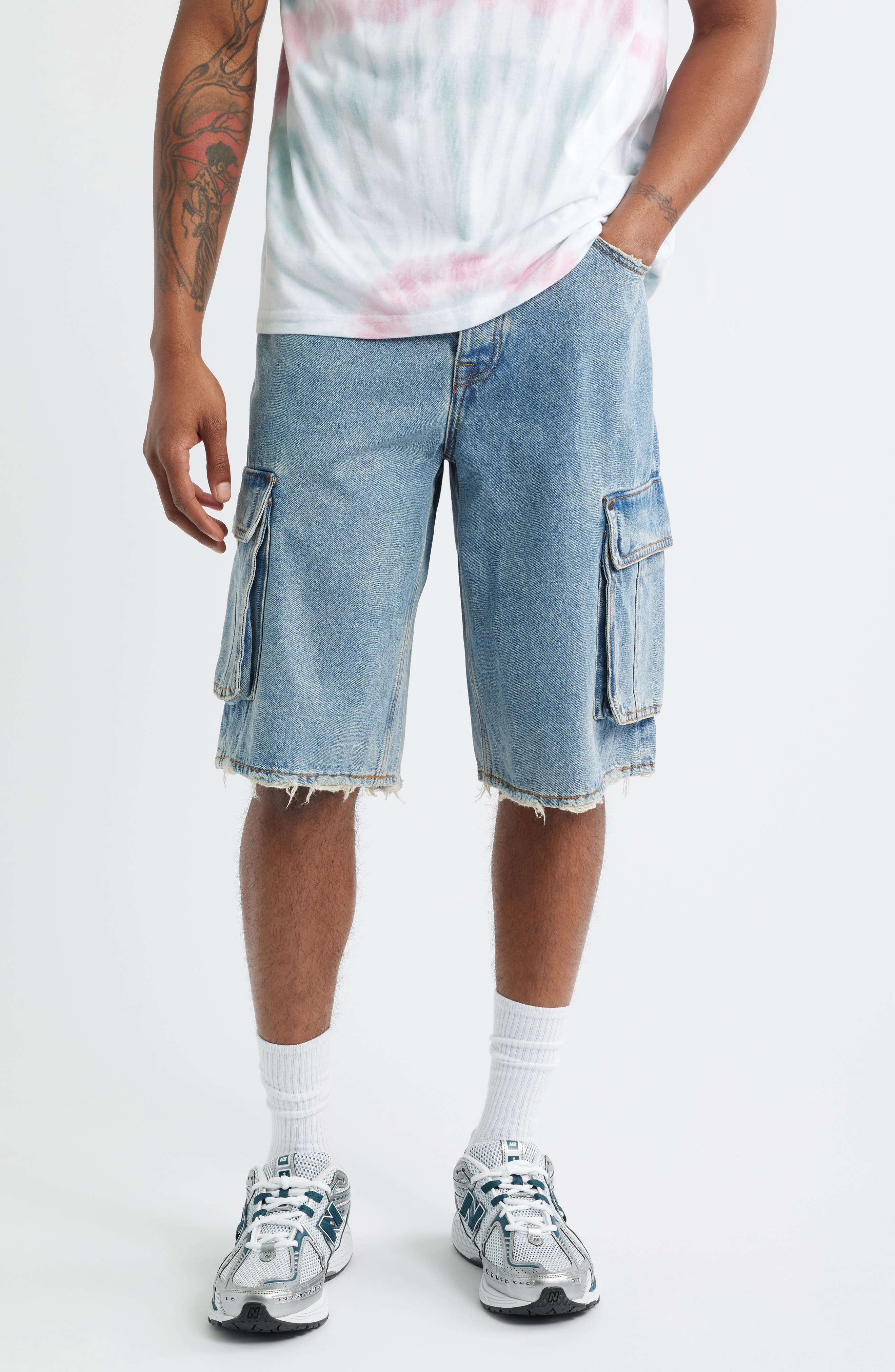 ICECREAM Barrels Denim Cargo Shorts