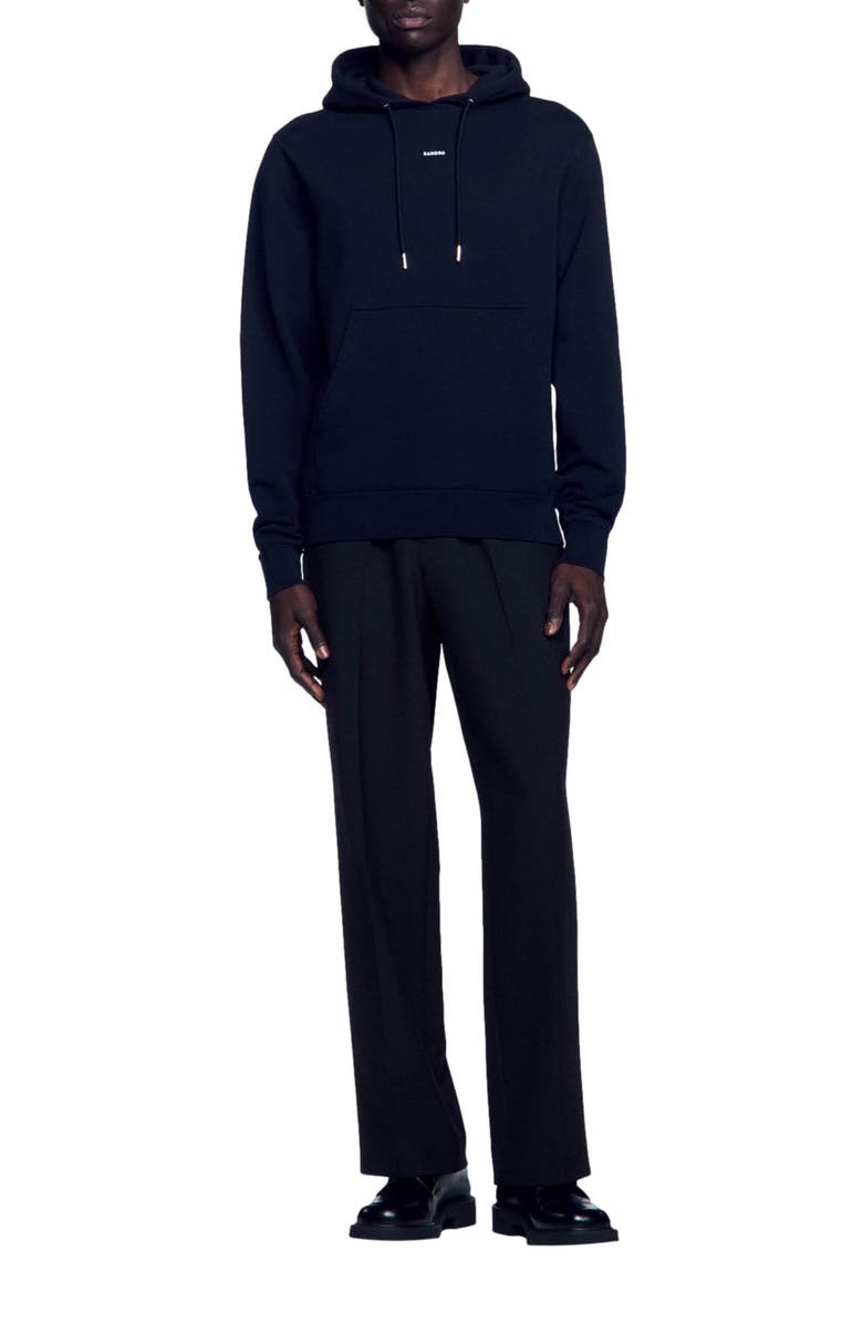 SANDRO Men's Organic Cotton Embroidered Hoodie, Alternate, color, Black