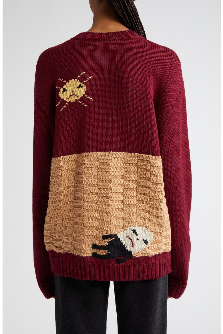 Nursery Rhyme Merino Wool Cardigan, Alternate, color, MAROON MULTI