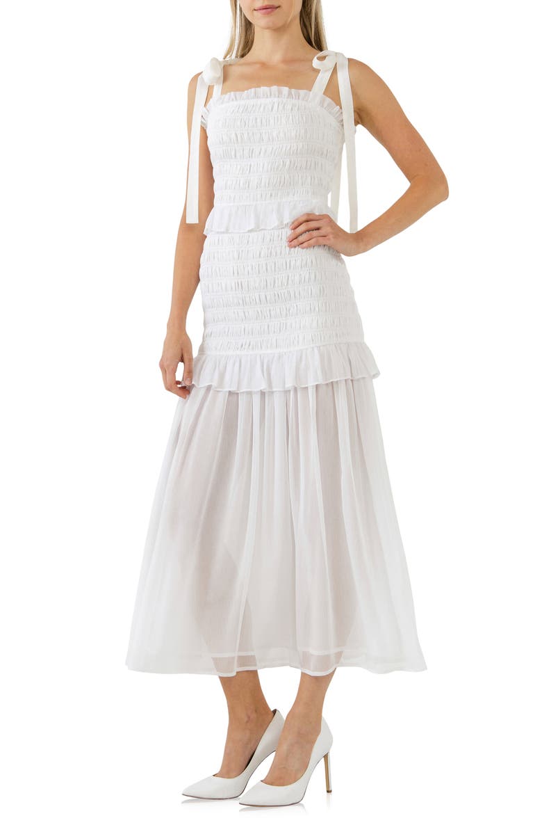 Endless Rose Smocked Drop Waist Maxi Dress, Alternate, color, White