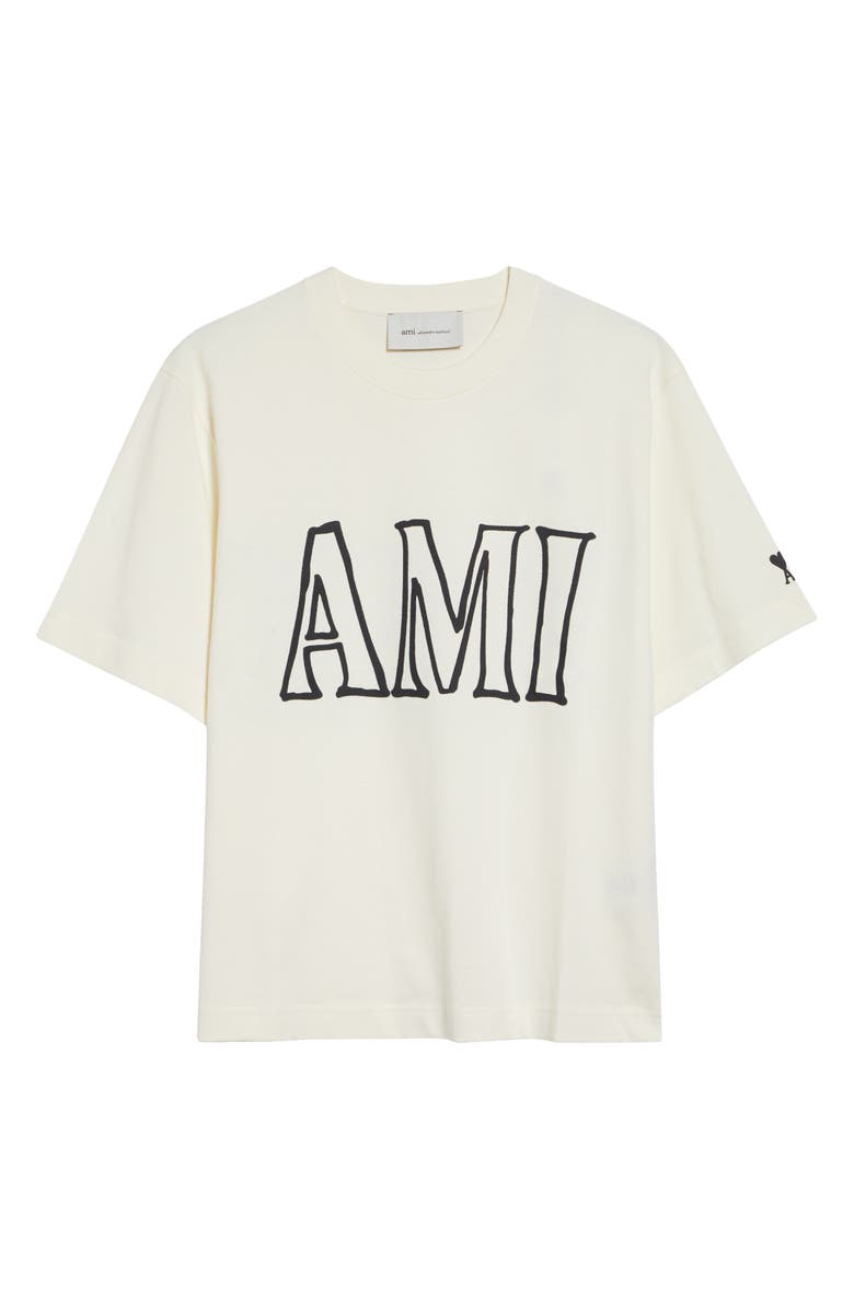 AMI PARIS Boxy Cotton Graphic T-Shirt, Main, color, Blanc Creme