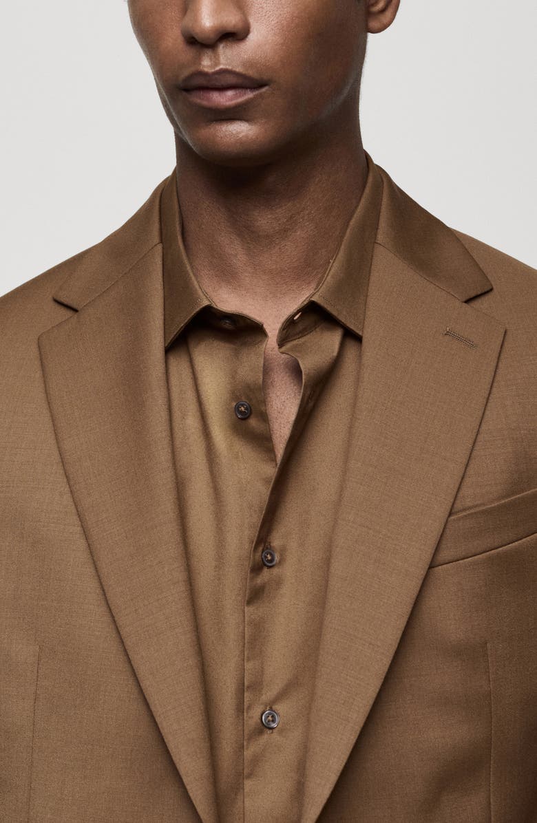 MANGO Slim Fit Virgin Wool Suit Blazer, Alternate, color, Brown