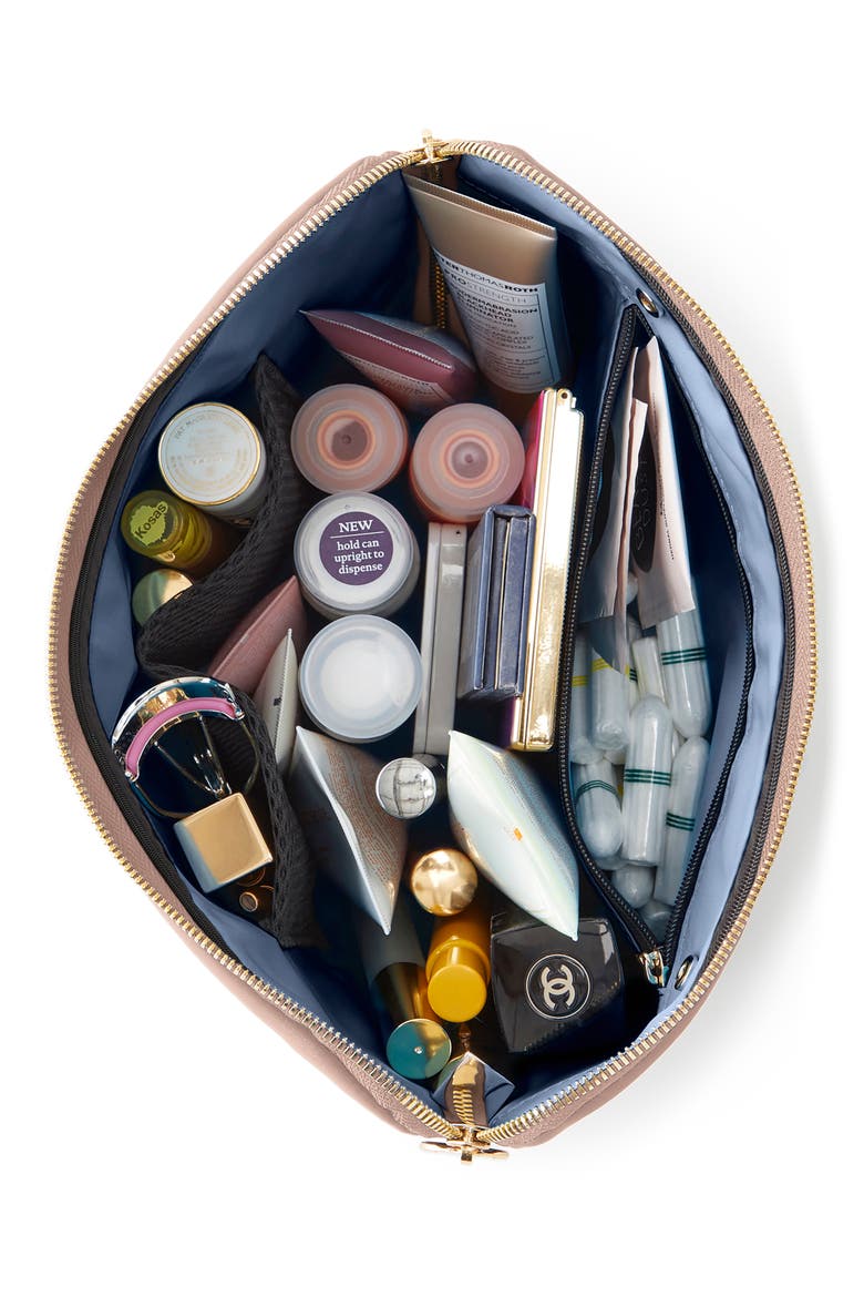 Vacationer Leather Makeup Bag, Alternate, color, BLUSH PINK