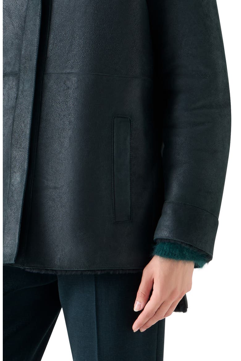 Harper Reversible Genuine Shearling Shirt Jacket, Alternate, color, FOREST GREEN