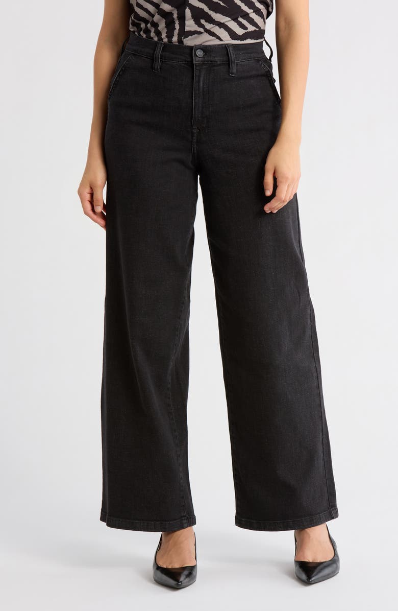 DKNY Jeans High Waist Wide Leg Jeans, Main, color, Blackout