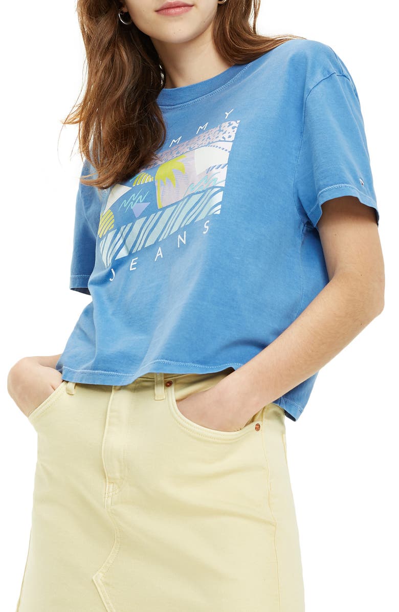 TOMMY JEANS TJW Summer Surf Flag Graphic Crop Tee, Main, color, 