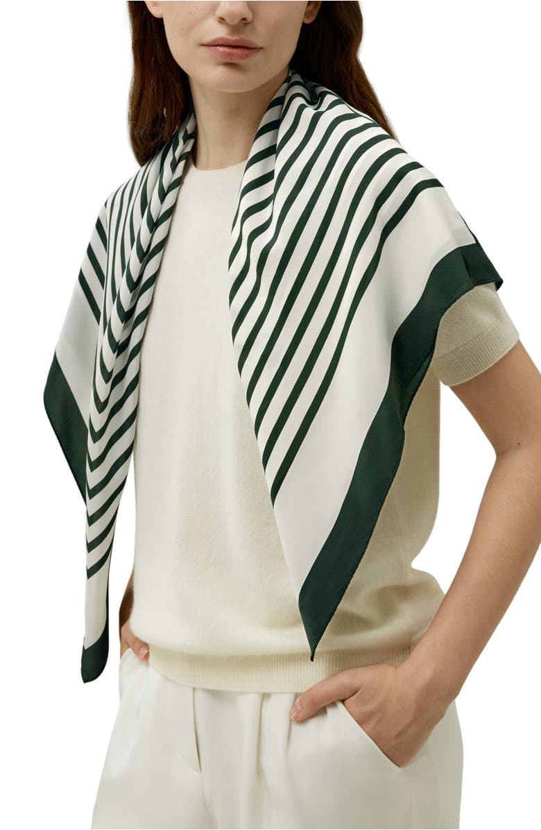 Lilysilk Mid-Century Pattern Silk Scarf, Main, color, Lily White