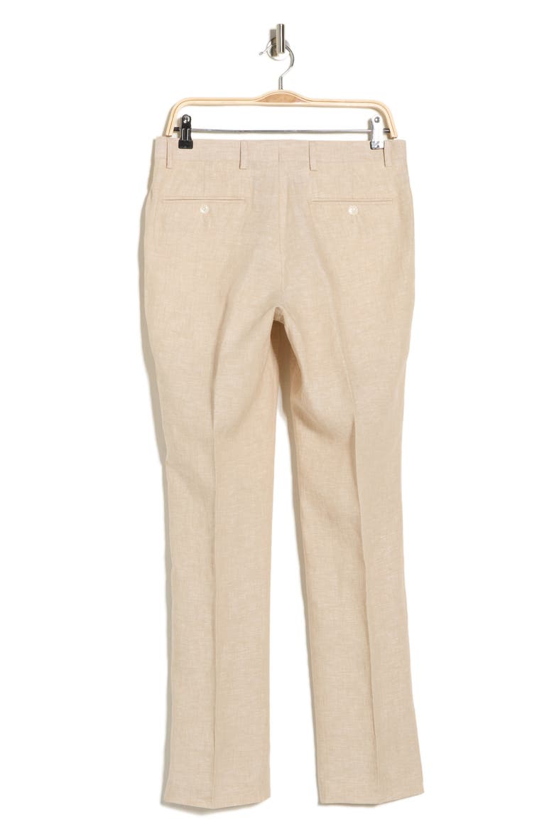 Flat Front Linen Trousers, Alternate, color, TAN PLAIN