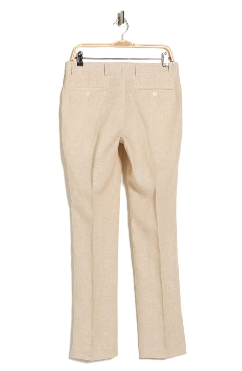 Tommy Hilfiger Flat Front Linen Trousers, Alternate, color, Tan Plain
